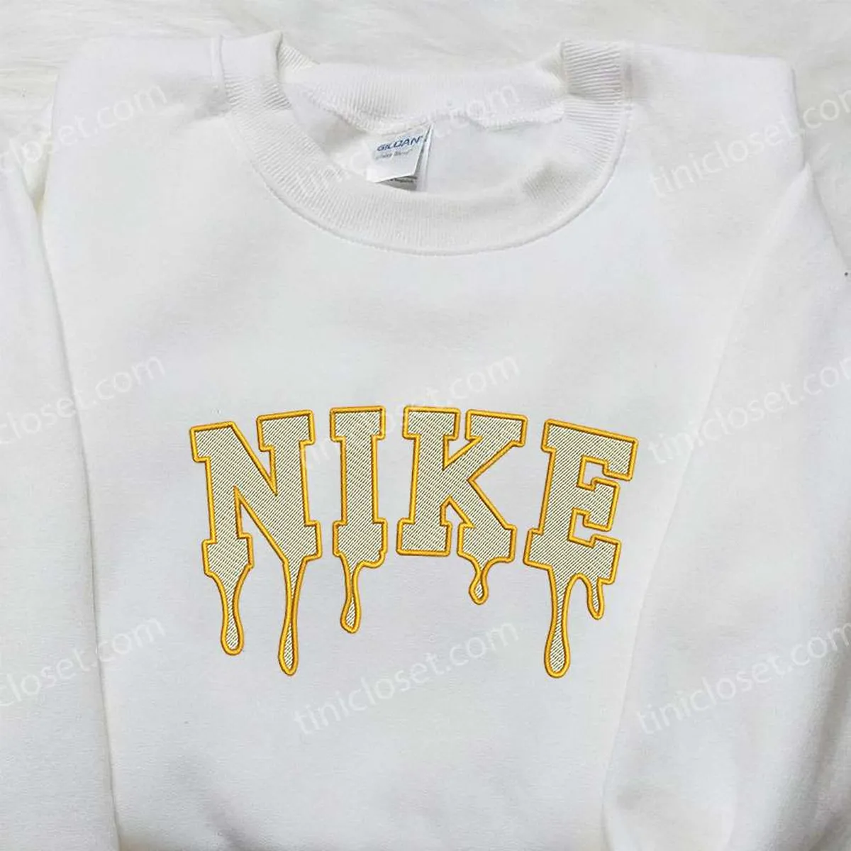 Yellow Melt x Nike Embroidered Shirt, Gift For Son Embroidered Shirt, Custom Nike Embroidered Shirt