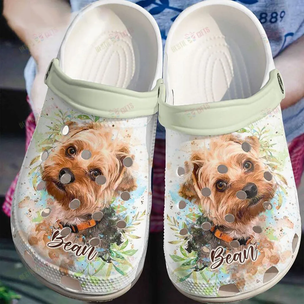 Yorkshire Terrier White Sole Personalized Yorkie Love Crocs, Personalized Crocs Classic Clogs