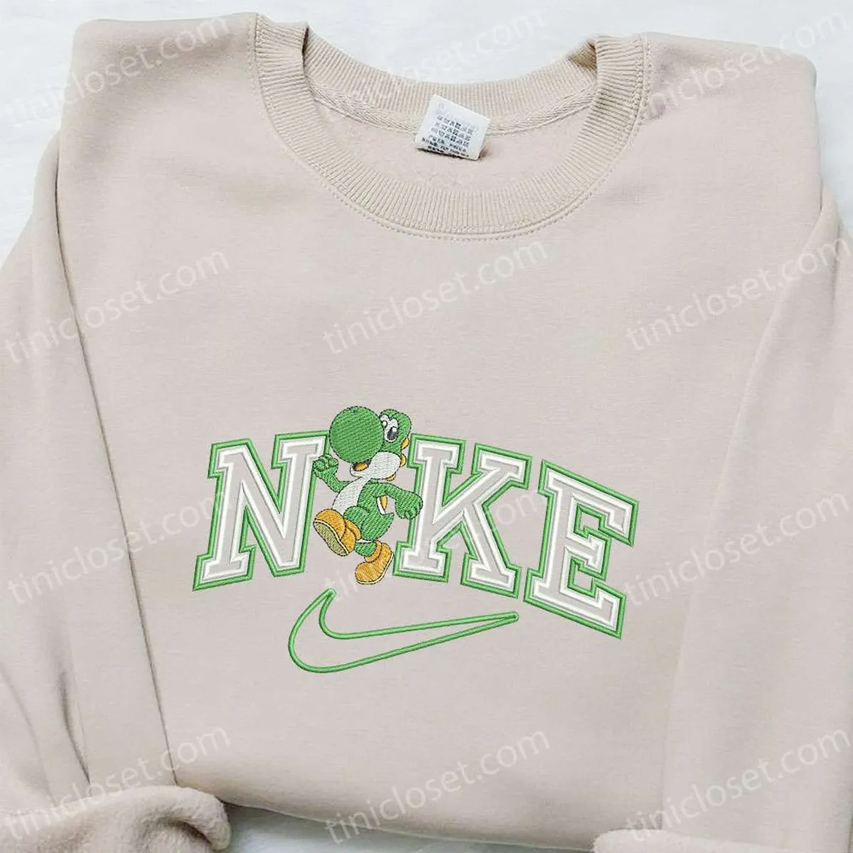 Yoshi x Nike Cartoon Embroidered Sweatshirt, Custom Embroidered T-shirt, Best Birthday Gift Ideas