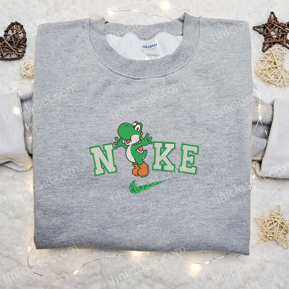 Yoshi x Nike Embroidered Sweatshirt, Super Mario Embroidered Shirt, Best Gift Ideas for Family