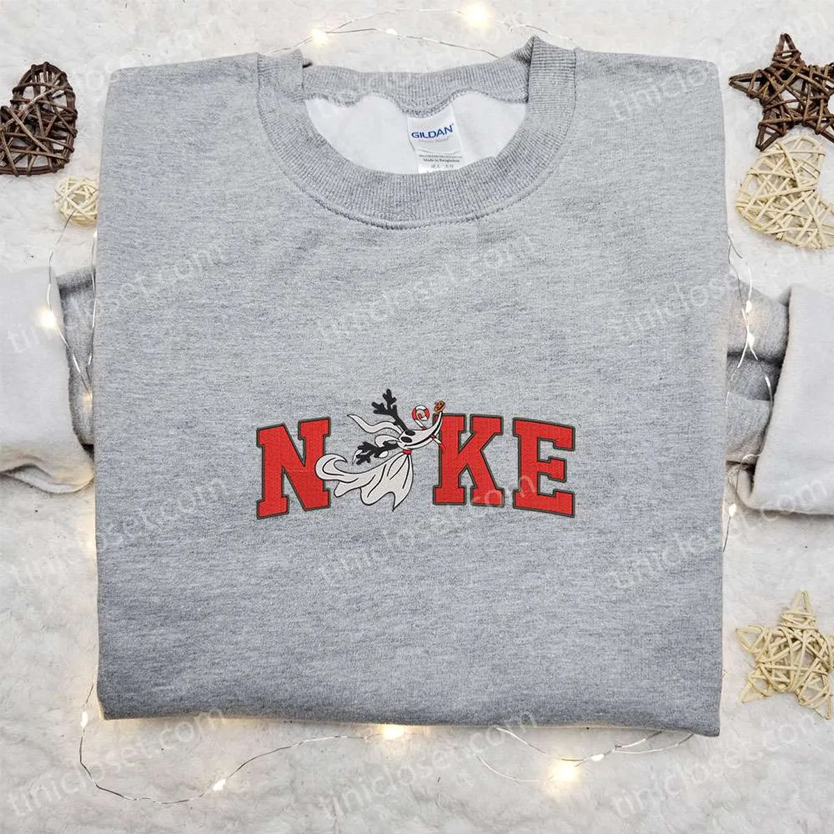 Zero Candy Cane x Nike Embroidered Sweatshirt, Christmas Embroidered Shirt, Best Christmas Gift Ideas for Family