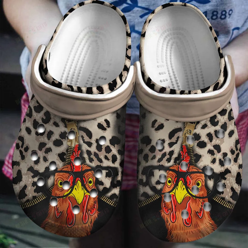 Zipper Leopard For Chicken Lovers Crocs Classic Clogs