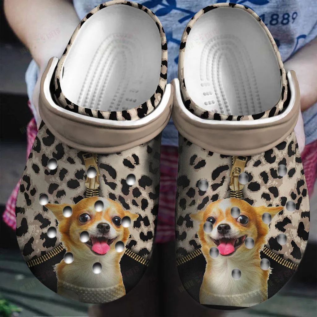 Zipper Leopard For Chihuahua Lovers Crocs Classic Clogs