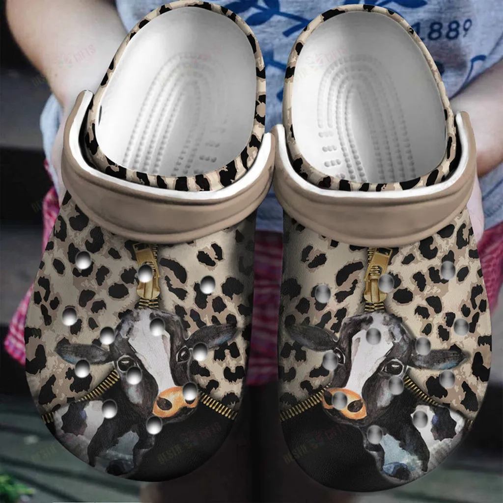 Zipper Leopard For Cow Lovers Crocs Classic Clogs