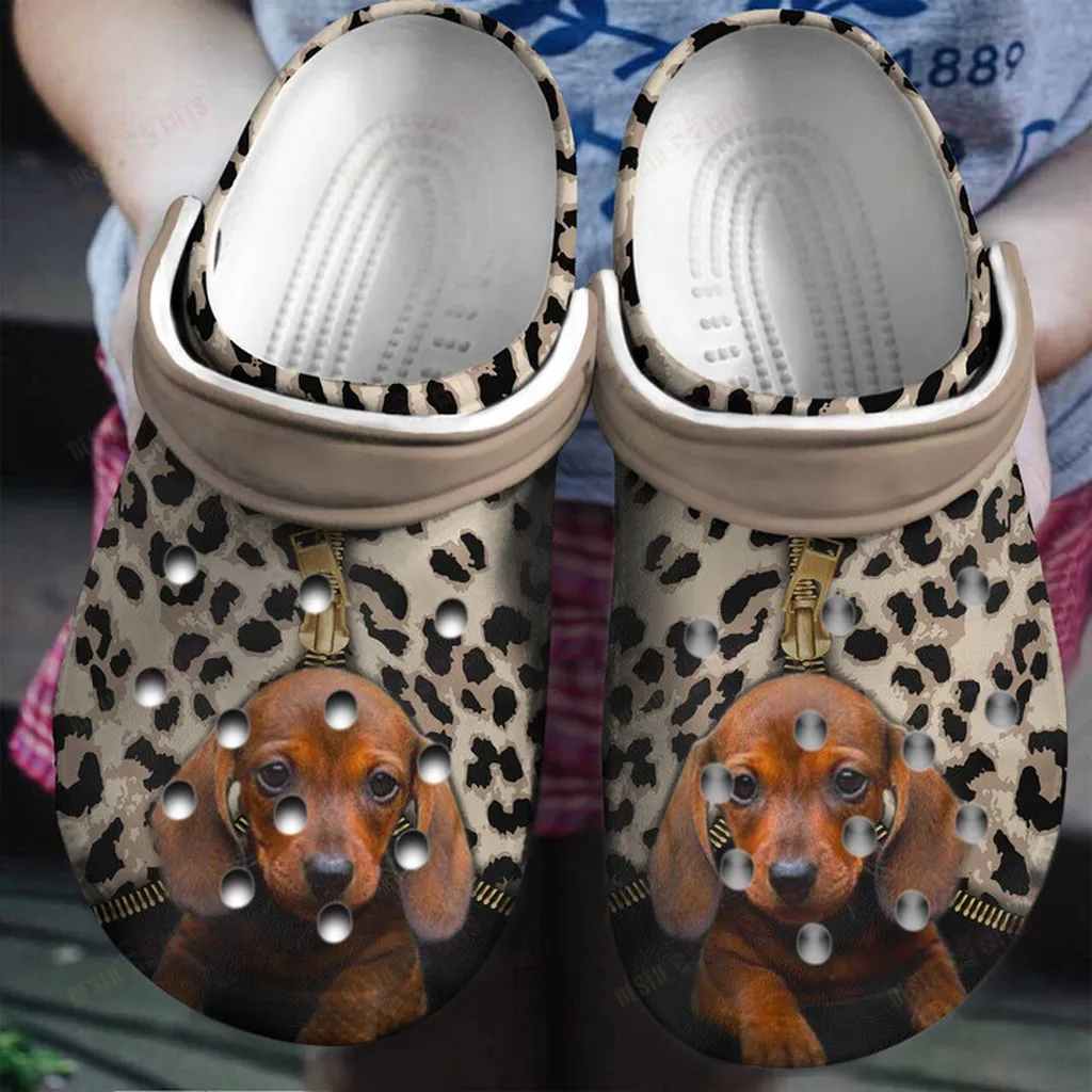 Zipper Leopard For Dachshund Lovers Crocs Classic Clogs