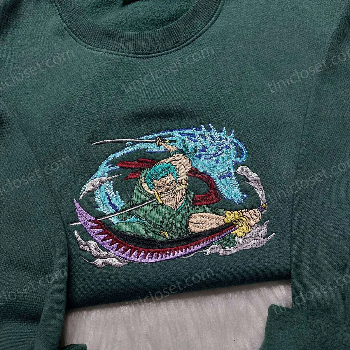 Zoro Embroidered Sweatshirt, One Piece Embroidered Hoodie, Hot Topic Anime Shirt