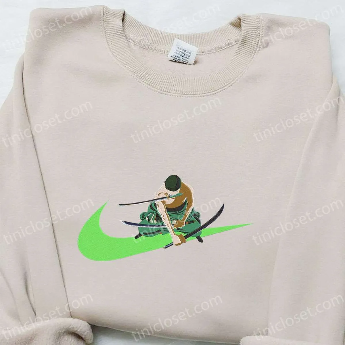 Zoro One Piece x Swoosh Anime Embroidered Hoodie, Cool Anime Clothing, Best Gift Ideas for Family