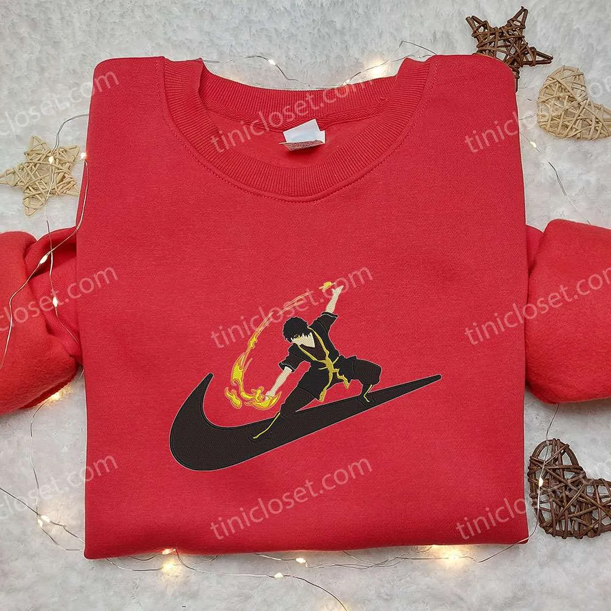 Zuko x Nike Swoosh Anime Embroidered Hoodie, Avatar Embroidered Shirt, Nike Inspired Embroidered Shirt