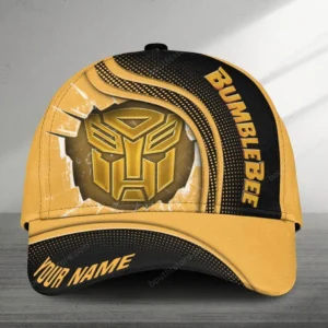 Personalized Bumblebee Black Cap, Customized Name Hat All Over Print