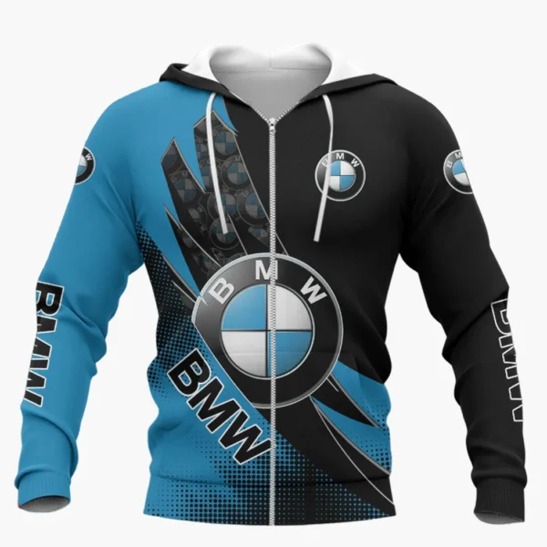 BMW Car Zipper Hoodie Shirt, Car Style Classic Zipper Hoodie Shirt