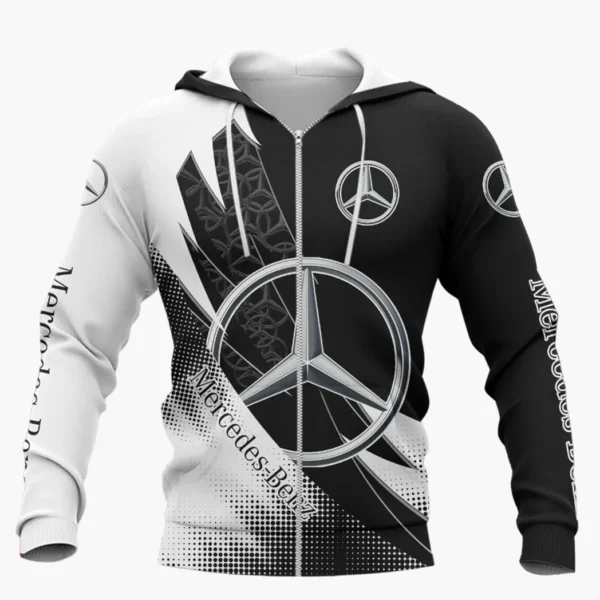 Mercedes Benz Zipper Hoodie Shirt, Car Style Classic Zipper Hoodie Shirt