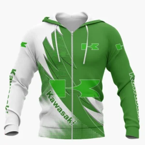 Kawasaki Zipper Hoodie Shirt, Car Style Classic Zipper Hoodie Shirt