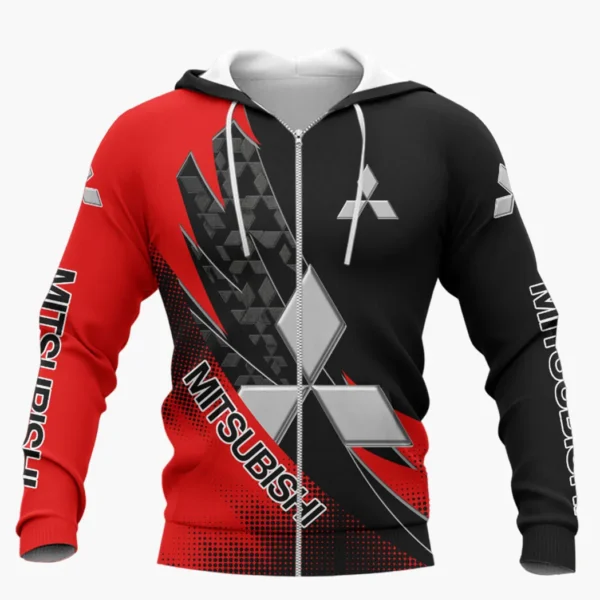 Mitsubishi Zipper Hoodie Shirt, Car Style Classic Zipper Hoodie Shirt