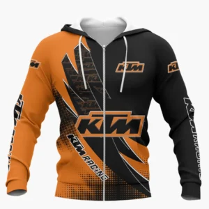 KTM Racing Zipper Hoodie Shirt, Car Style Classic Zipper Hoodie Shirt