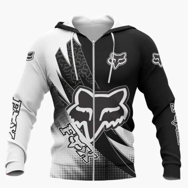 Fox Racing Zipper Hoodie Shirt, Car Style Classic Zipper Hoodie Shirt