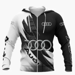 Audi Zipper Hoodie Shirt, Car Style Classic Zipper Hoodie Shirt