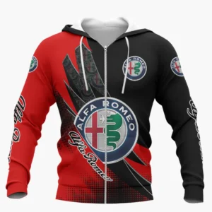 Alfa Romeo Zipper Hoodie Shirt, Car Style Classic Zipper Hoodie Shirt