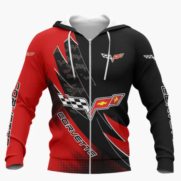 Corvette C6 Zipper Hoodie Shirt, Car Style Classic Zipper Hoodie Shirt