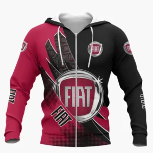 Fiat Zipper Hoodie Shirt, Car Style Classic Zipper Hoodie Shirt