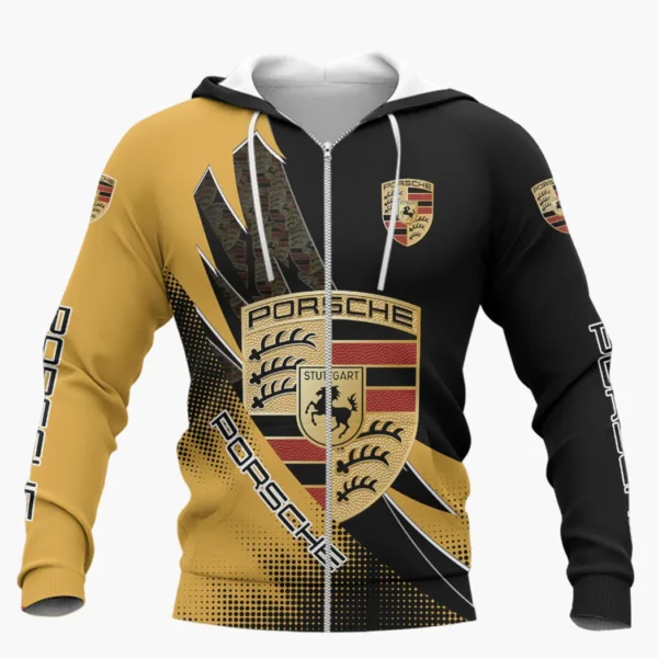 Porsche Zipper Hoodie Shirt, Car Style Classic Zipper Hoodie Shirt