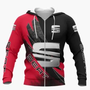 Seat Zipper Hoodie Shirt, Car Style Classic Zipper Hoodie Shirt