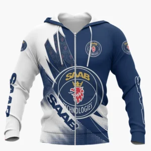 Saab Automobile Zipper Hoodie Shirt, Car Style Classic Zipper Hoodie Shirt