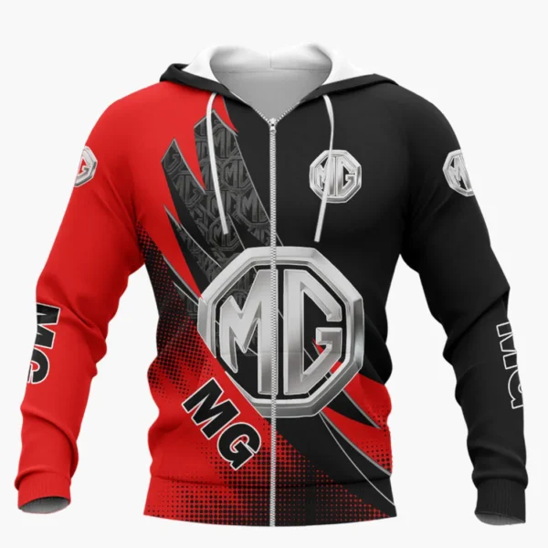 MG Car Zipper Hoodie Shirt, Car Style Classic Zipper Hoodie Shirt