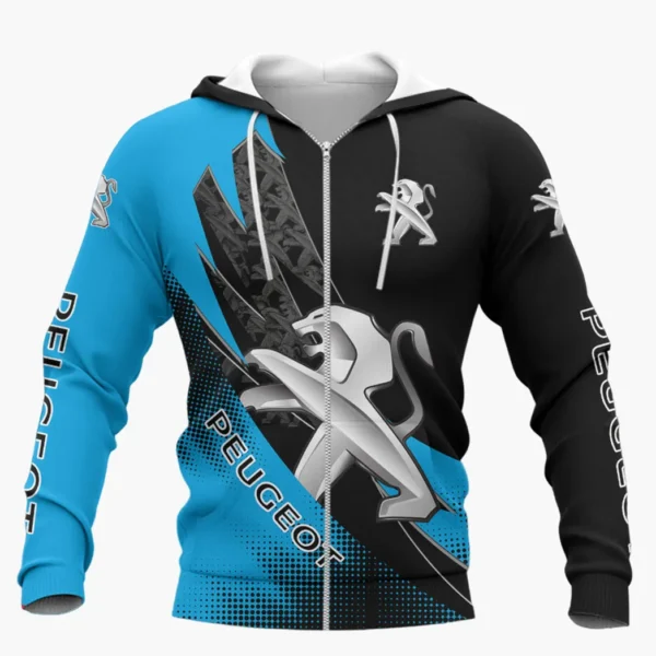 Peugeot Zipper Hoodie Shirt, Car Style Classic Zipper Hoodie Shirt