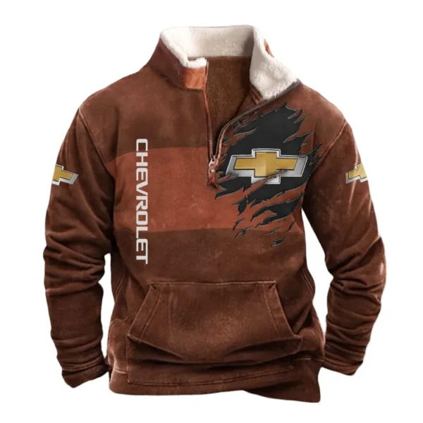 Chevrolet Half Zip Fur Collar Hoodie