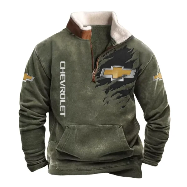 Chevrolet Half Zip Fur Collar Hoodie