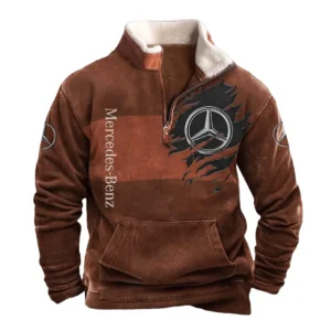 Mercedes Benz Half Zip Fur Collar Hoodie