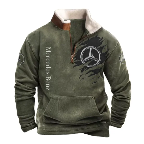 Mercedes Benz Half Zip Fur Collar Hoodie