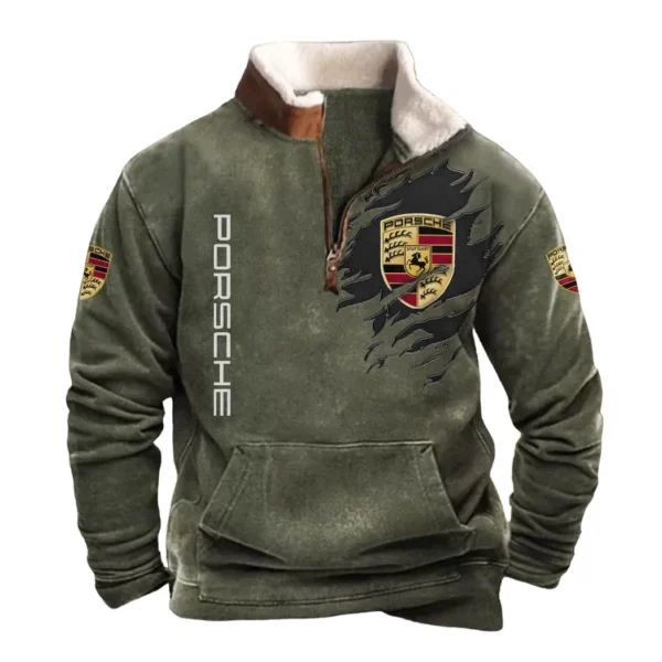 Porsche Half Zip Fur Collar Hoodie