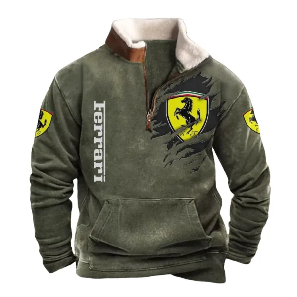 Ferrari Half Zip Fur Collar Hoodie