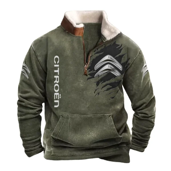 Citroen Half Zip Fur Collar Hoodie