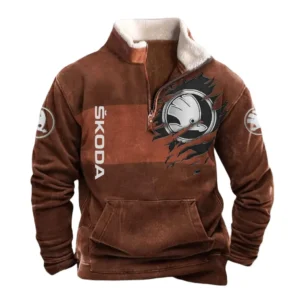 Skoda Half Zip Fur Collar Hoodie