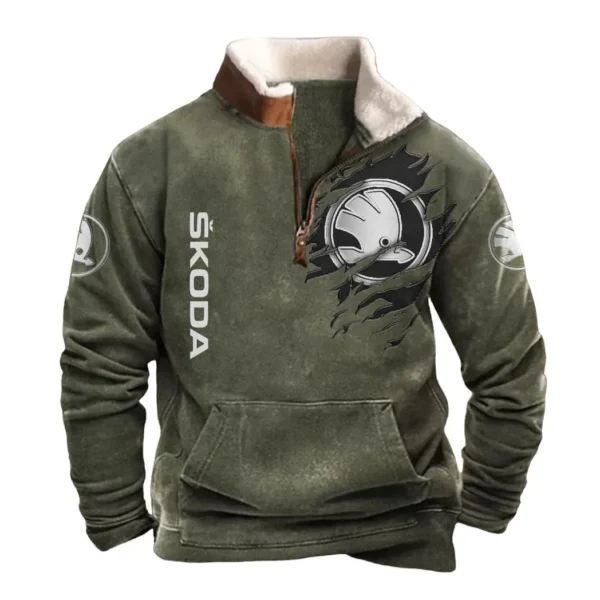 Skoda Half Zip Fur Collar Hoodie