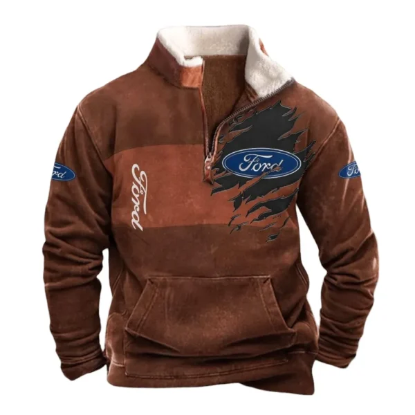 Ford Half Zip Fur Collar Hoodie