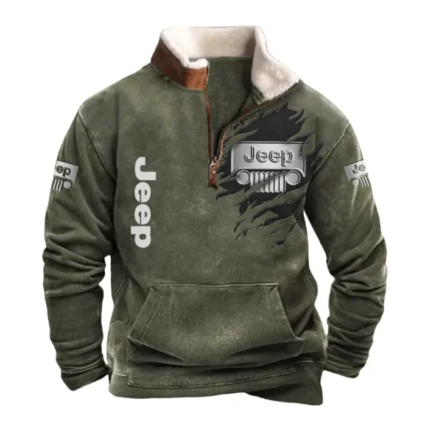 Jeep Half Zip Fur Collar Hoodie