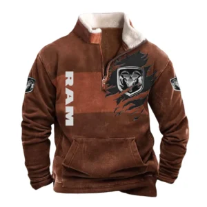 Ram Half Zip Fur Collar Hoodie