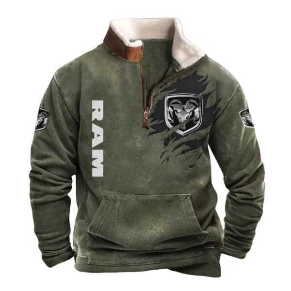 Ram Half Zip Fur Collar Hoodie