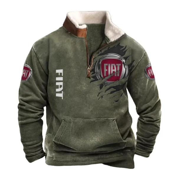 Fiat Half Zip Fur Collar Hoodie