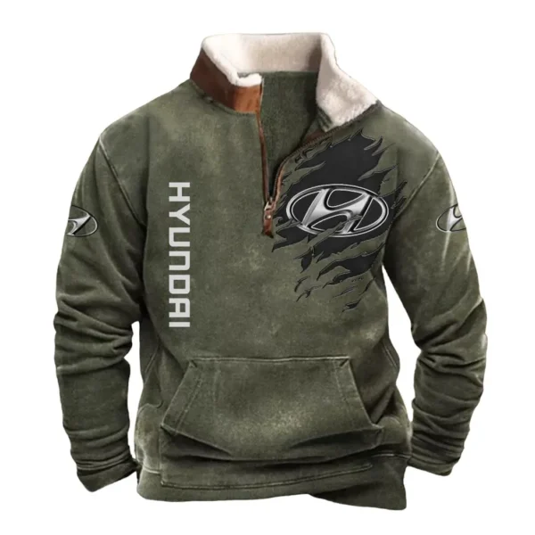 Hyundai Half Zip Fur Collar Hoodie