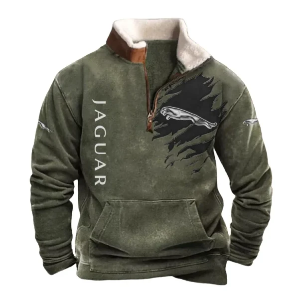 Jaguar Half Zip Fur Collar Hoodie