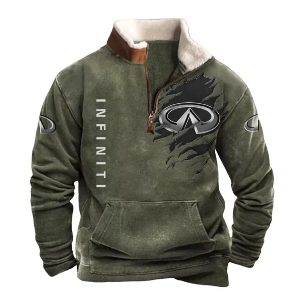 Infiniti Half Zip Fur Collar Hoodie