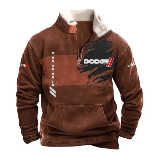 Dodge Half Zip Fur Collar Hoodie