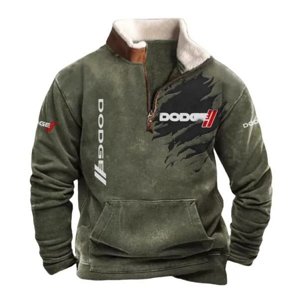 Dodge Half Zip Fur Collar Hoodie