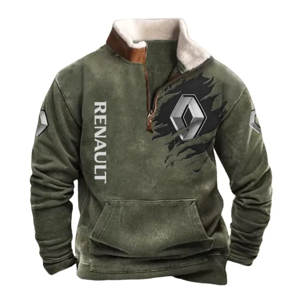 Renault Half Zip Fur Collar Hoodie