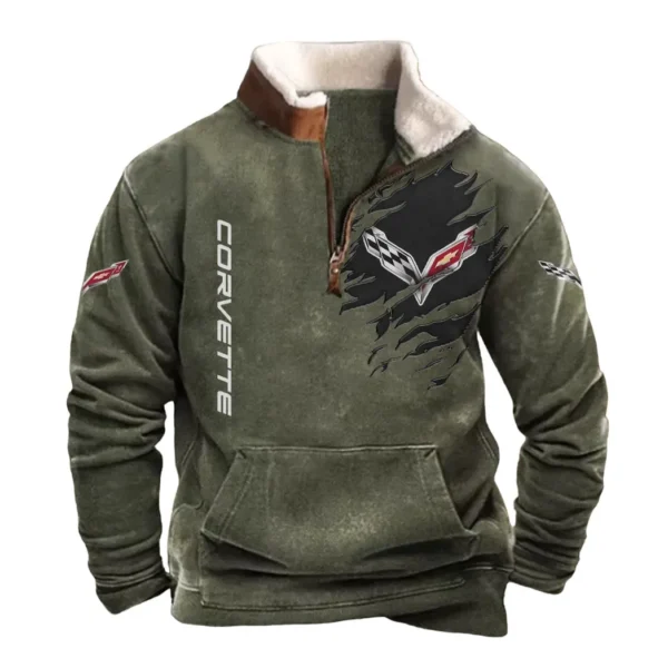 Corvette Old Half Zip Fur Collar Hoodie