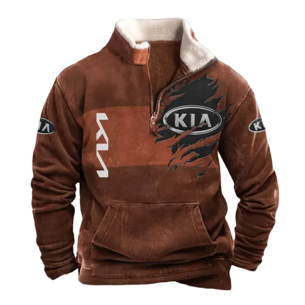 Kia Half Zip Fur Collar Hoodie